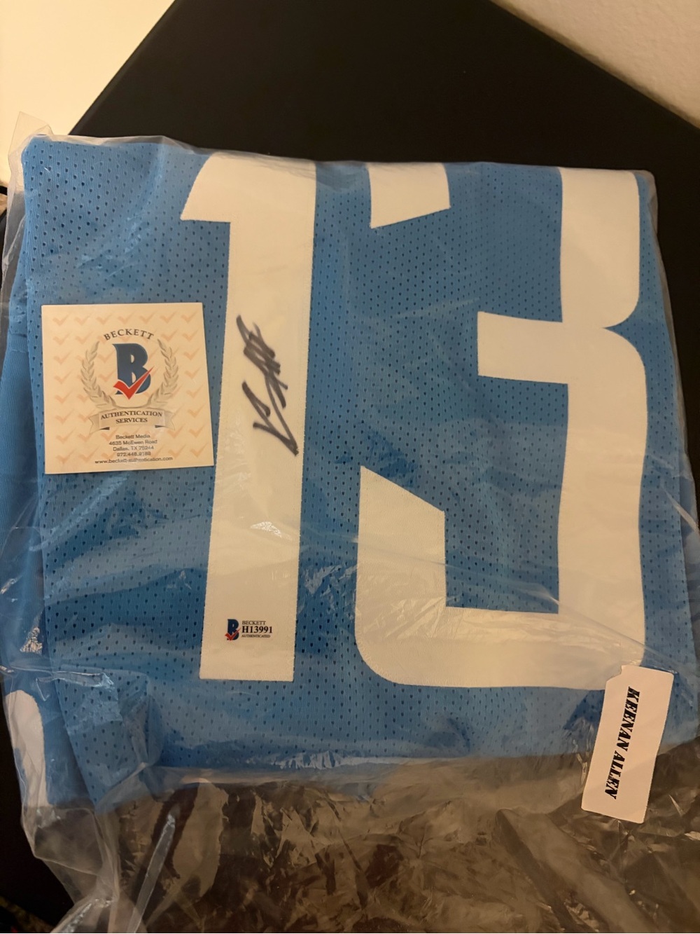 Autographed Chargers Keenan Allen Football Jersey with Beckett Authentication